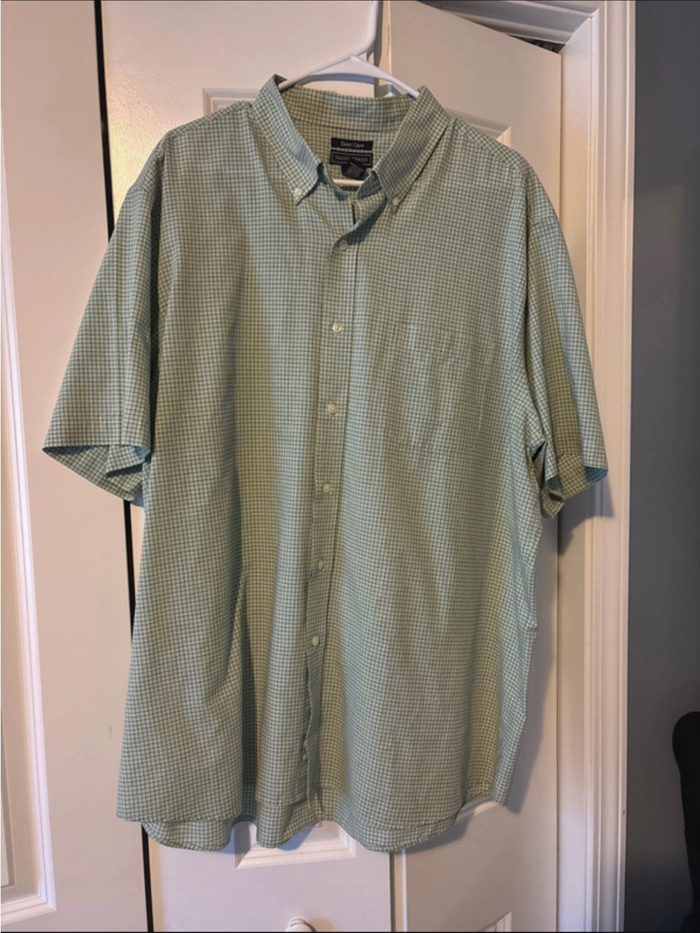 Saddlebred Men’s Short-Sleeve Button-Down Shirt - Light Green Gingham